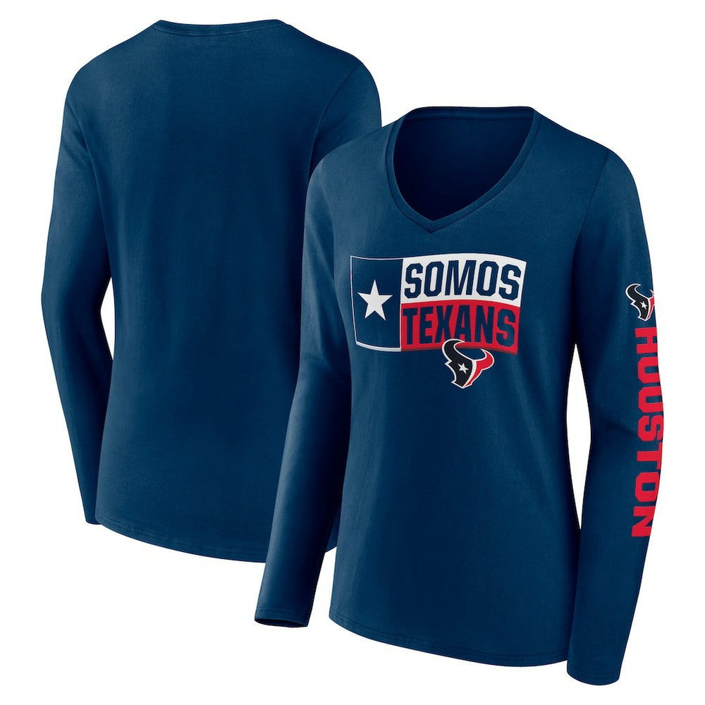 Houston Texans Hometown Sweep Long Sleeve V-Neck T-Shirt Navy | Fanatics
