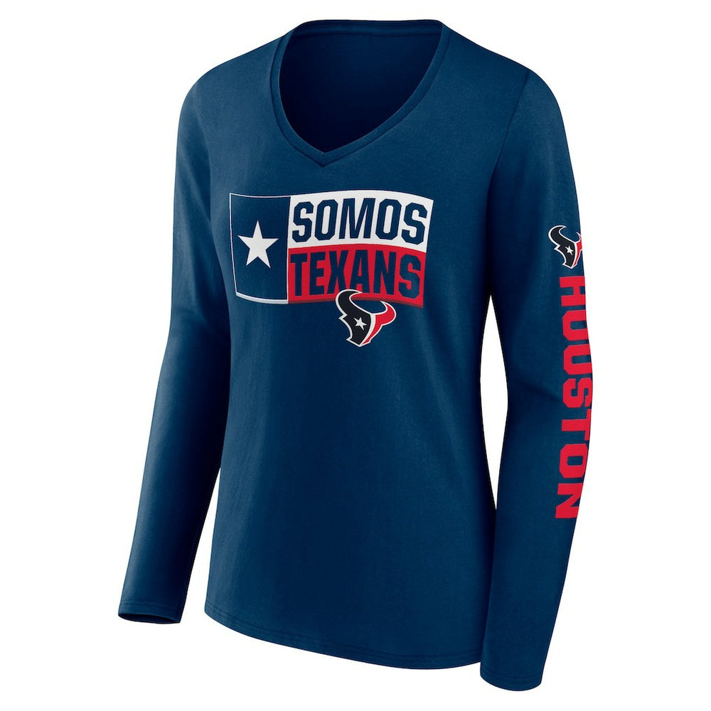 Houston Texans Hometown Sweep Long Sleeve V-Neck T-Shirt Navy | Fanatics