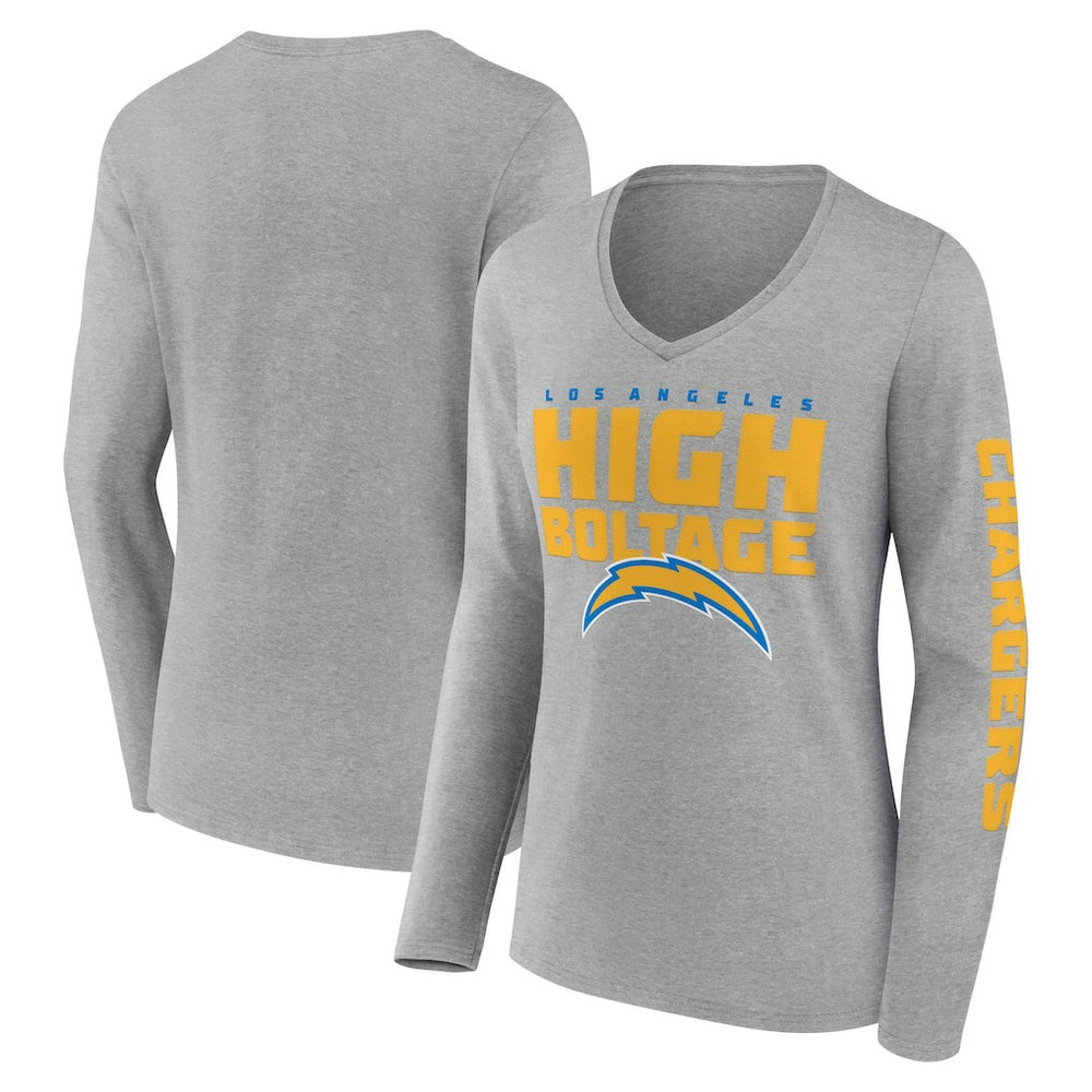 Los Angeles Chargers Hometown Sweep Long Sleeve V-Neck T-Shirt Heather Gray | Fanatics