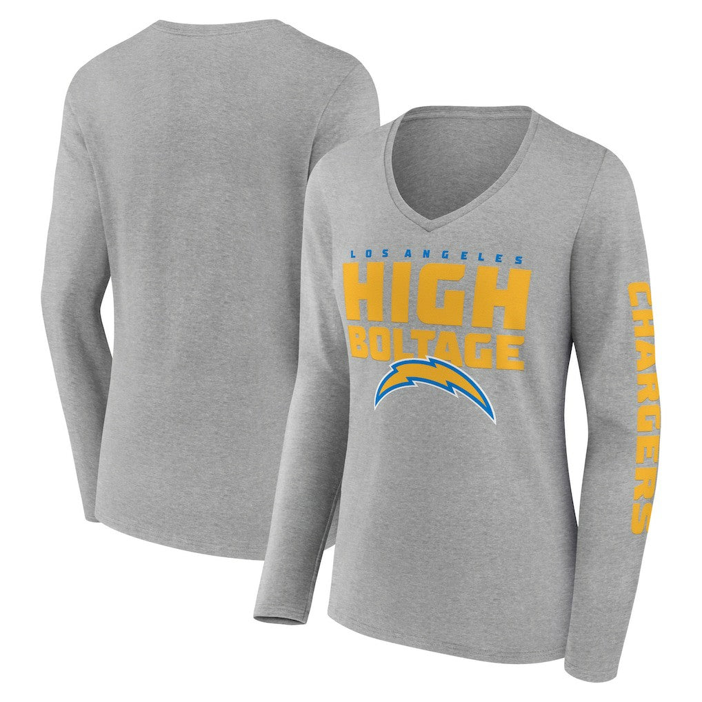 Los Angeles Chargers Hometown Sweep Long Sleeve V-Neck T-Shirt Heather Gray | Fanatics