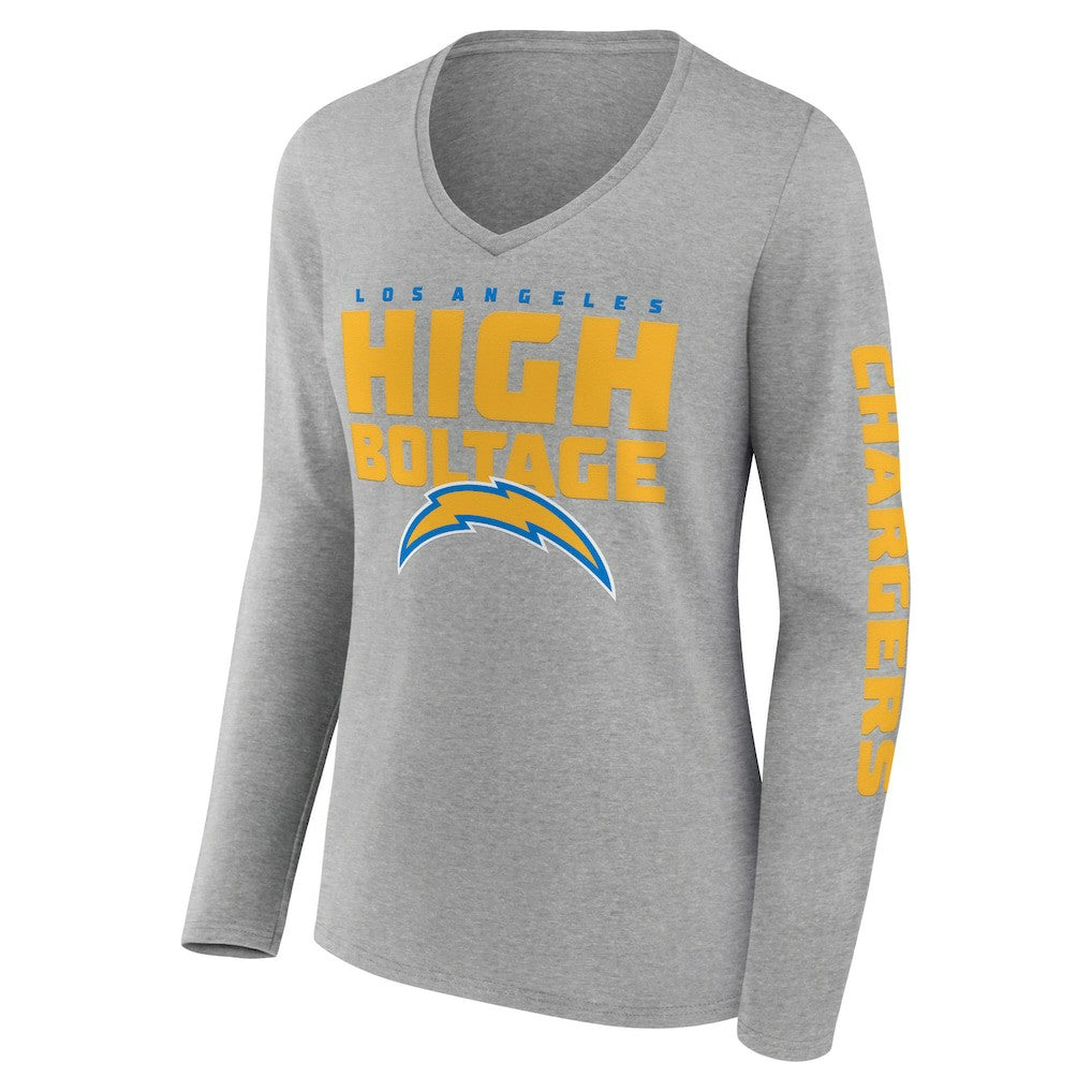 Los Angeles Chargers Hometown Sweep Long Sleeve V-Neck T-Shirt Heather Gray | Fanatics