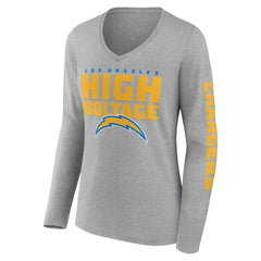 Los Angeles Chargers Hometown Sweep Long Sleeve V-Neck T-Shirt Heather Gray | Fanatics