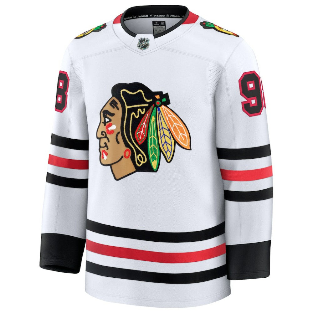 Connor Bedard Chicago Blackhawks Fanatics Away Premium Jersey - White - NHL