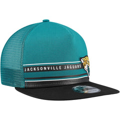 Jacksonville Jaguars New Era Half Stripe Trucker A-Frame 9FIFTY Snapback Hat Teal/Black | NFL