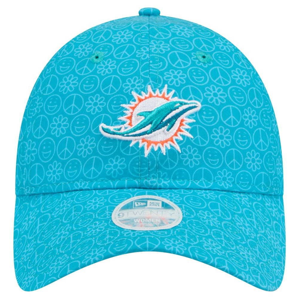 Miami Dolphins New Era Women's Smiley 9TWENTY Adjustable Hat Aqua | NFL