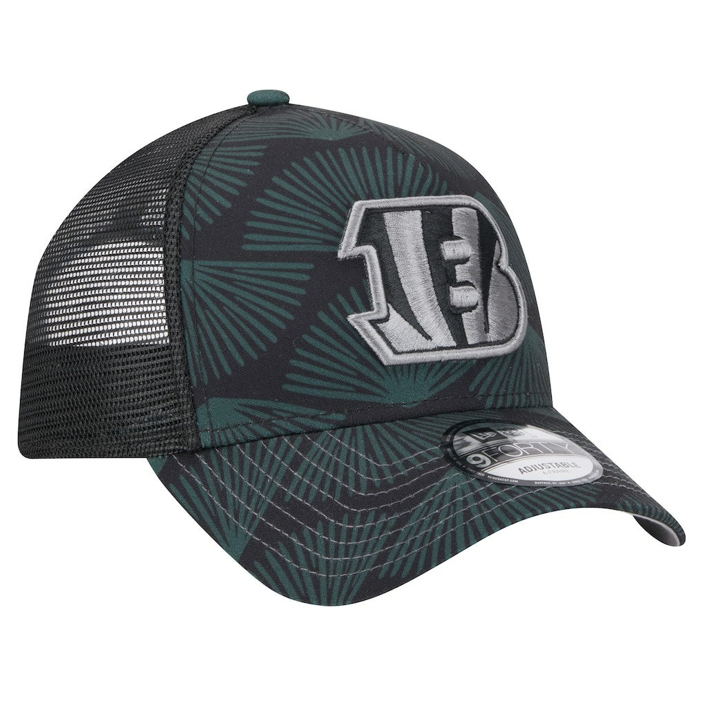Cincinnati Bengals New Era Agave Trucker 9FORTY Adjustable Hat Black | NFL