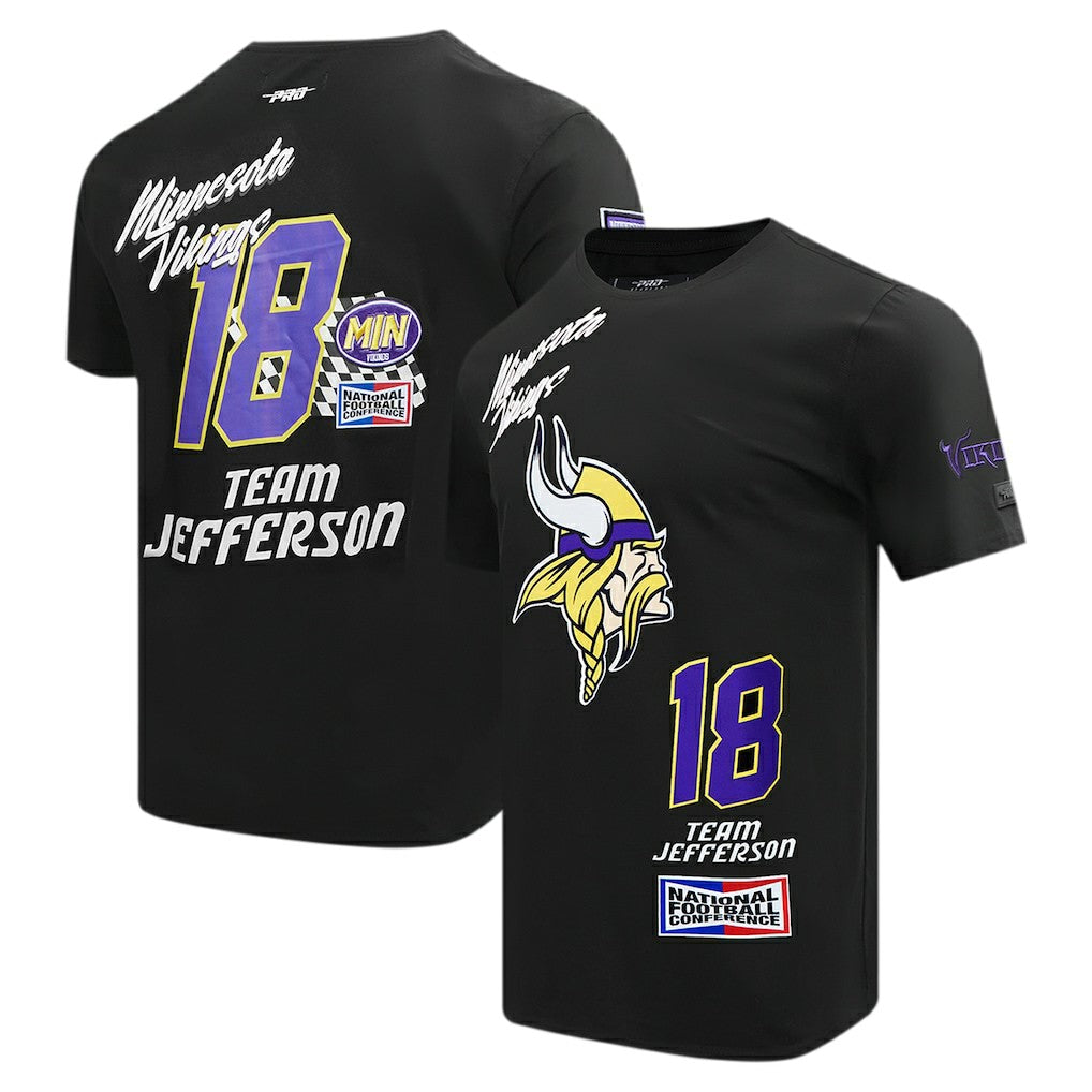 Justin Jefferson Minnesota Vikings Pro Standard Fast Lane Name & Number Player T-Shirt Black | NFL