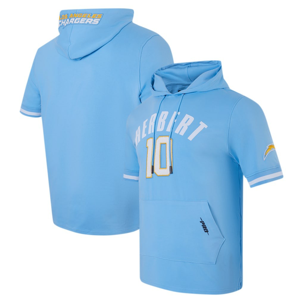 Justin Herbert Los Angeles Chargers Pro Standard Player Name & Number Hoodie T-Shirt Powder Blue | NFL
