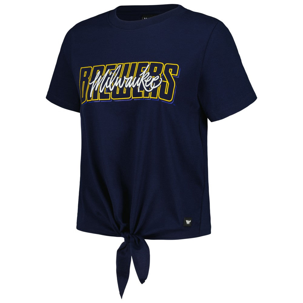 Milwaukee Brewers The Wild Collective Women's Twist Front T-Shirt - MLB