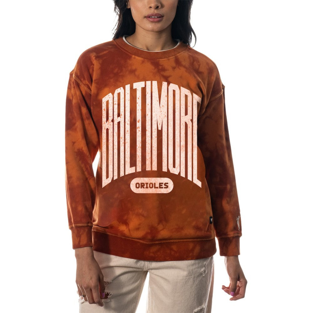 Baltimore Orioles The Wild Collective Women's Overdyed Pullover Sweatshirt - MLB
