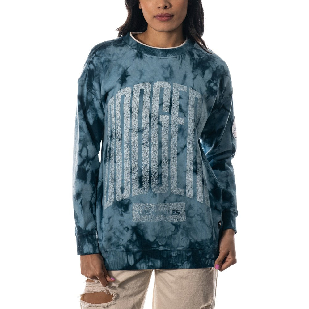Los Angeles Dodgers The Wild Collective Women's Overdyed Pullover Sweatshirt - MLB