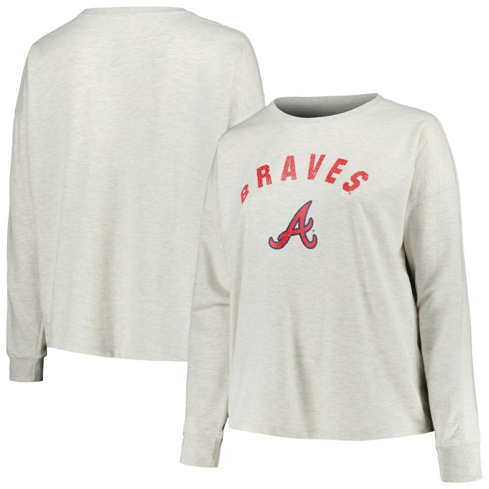 Atlanta Braves Profile Women's Plus Size French Terry Pullover Sweatshirt - MLB