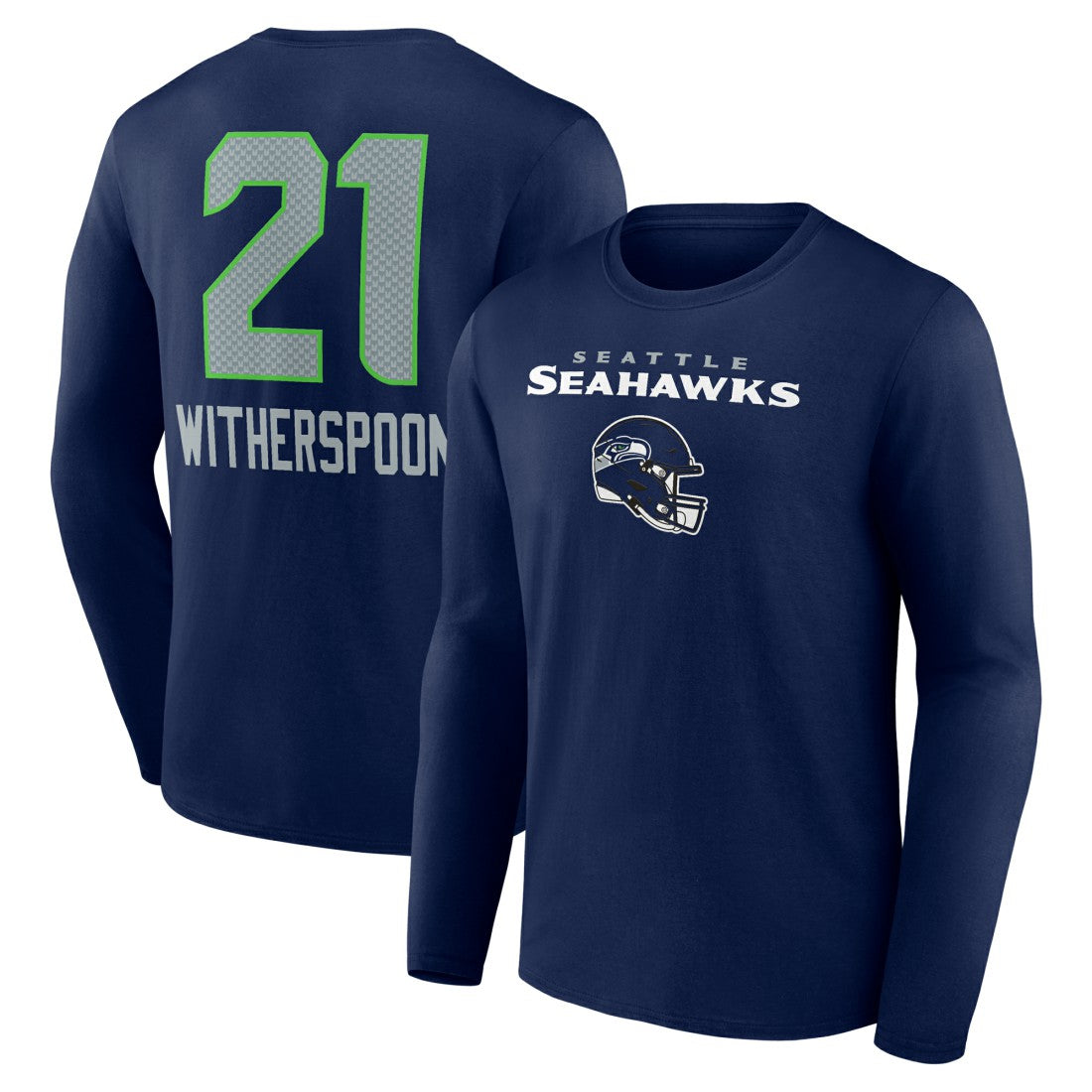 Devon Witherspoon Seattle Seahawks Team Wordmark Player Name & Number Long Sleeve T-Shirt College Navy | NFL