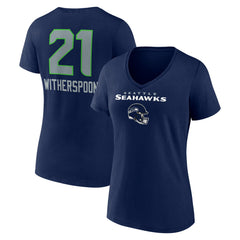 Devon Witherspoon Seattle Seahawks Women's Team Wordmark Player Name & Number V-Neck T-Shirt College Navy | NFL