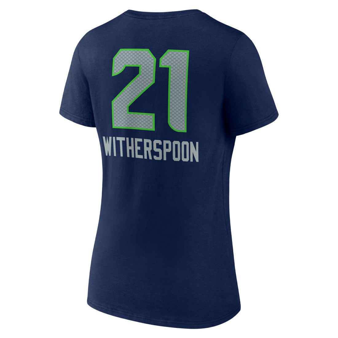 Devon Witherspoon Seattle Seahawks Women's Team Wordmark Player Name & Number V-Neck T-Shirt College Navy | NFL