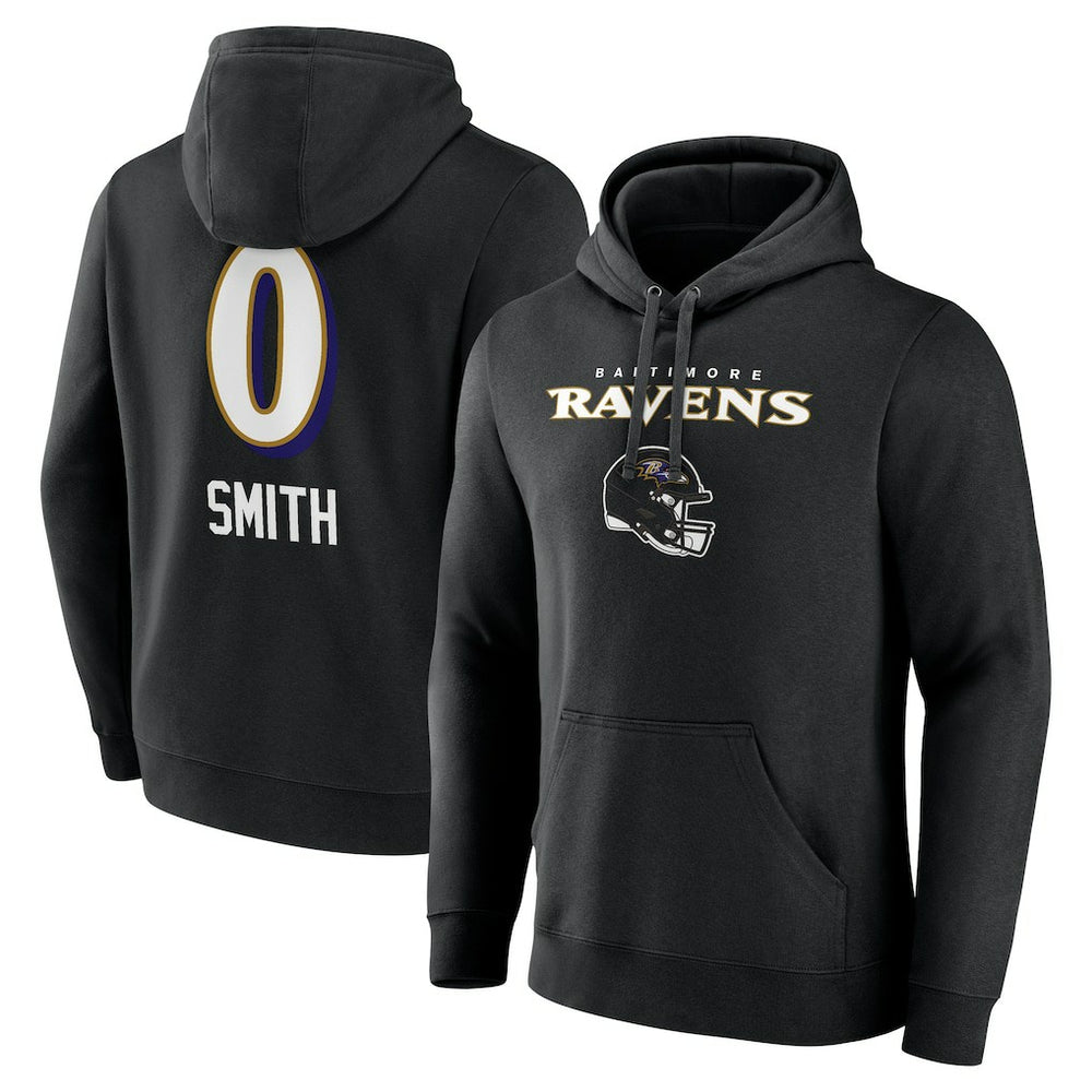 Roquan Smith Baltimore Ravens Team Wordmark Player Name & Number Pullover Hoodie Black | NFL