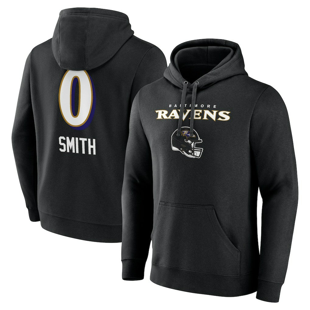 Roquan Smith Baltimore Ravens Team Wordmark Player Name & Number Pullover Hoodie Black | NFL
