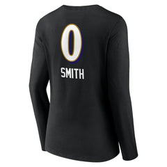 Roquan Smith Baltimore Ravens Women's Team Wordmark Player Name & Number Long Sleeve V-Neck T-Shirt Black | NFL