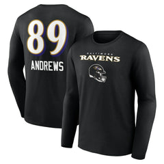 Mark Andrews Baltimore Ravens Team Wordmark Player Name & Number Long Sleeve T-Shirt Black | NFL