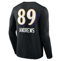 Mark Andrews Baltimore Ravens Team Wordmark Player Name & Number Long Sleeve T-Shirt Black | NFL