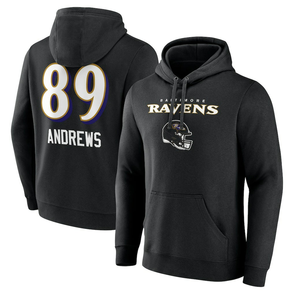 Mark Andrews Baltimore Ravens Team Wordmark Player Name & Number Pullover Hoodie Black | NFL