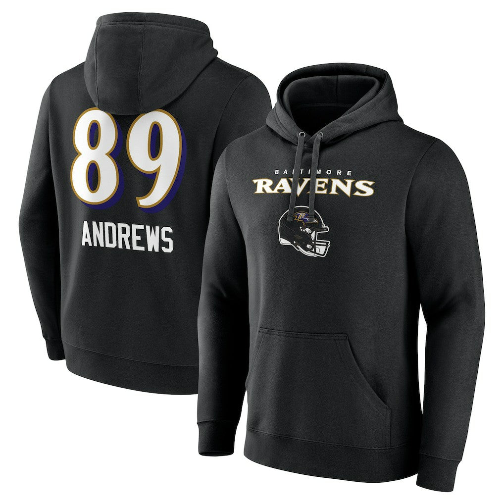 Mark Andrews Baltimore Ravens Team Wordmark Player Name & Number Pullover Hoodie Black | NFL