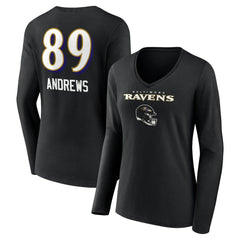 Mark Andrews Baltimore Ravens Women's Team Wordmark Player Name & Number Long Sleeve V-Neck T-Shirt Black | NFL