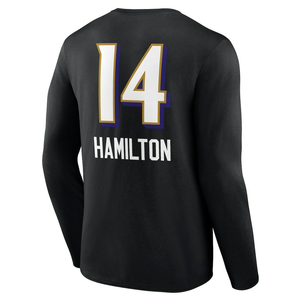 Kyle Hamilton Baltimore Ravens Team Wordmark Player Name & Number Long Sleeve T-Shirt Black | NFL