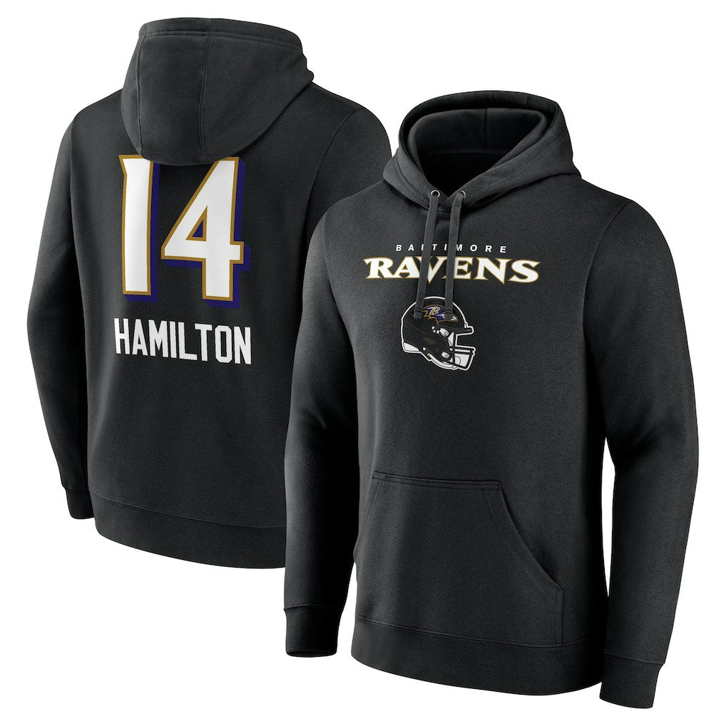 Kyle Hamilton Baltimore Ravens Team Wordmark Player Name & Number Pullover Hoodie Black | NFL