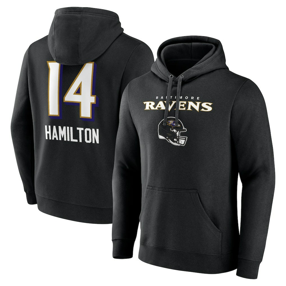 Kyle Hamilton Baltimore Ravens Team Wordmark Player Name & Number Pullover Hoodie Black | NFL