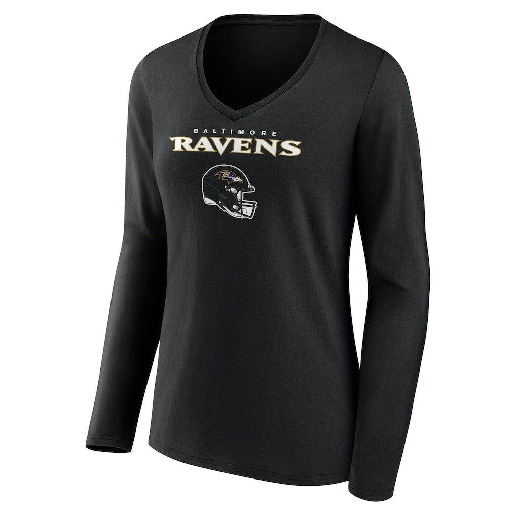 Marlon Humphrey Baltimore Ravens Women's Team Wordmark Player Name & Number Long Sleeve V-Neck T-Shirt Black | NFL
