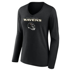 Marlon Humphrey Baltimore Ravens Women's Team Wordmark Player Name & Number Long Sleeve V-Neck T-Shirt Black | NFL