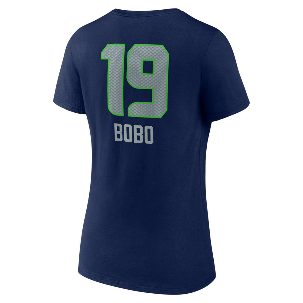 Jake Bobo Seattle Seahawks Women's Team Wordmark Player Name & Number V-Neck T-Shirt College Navy | NFL