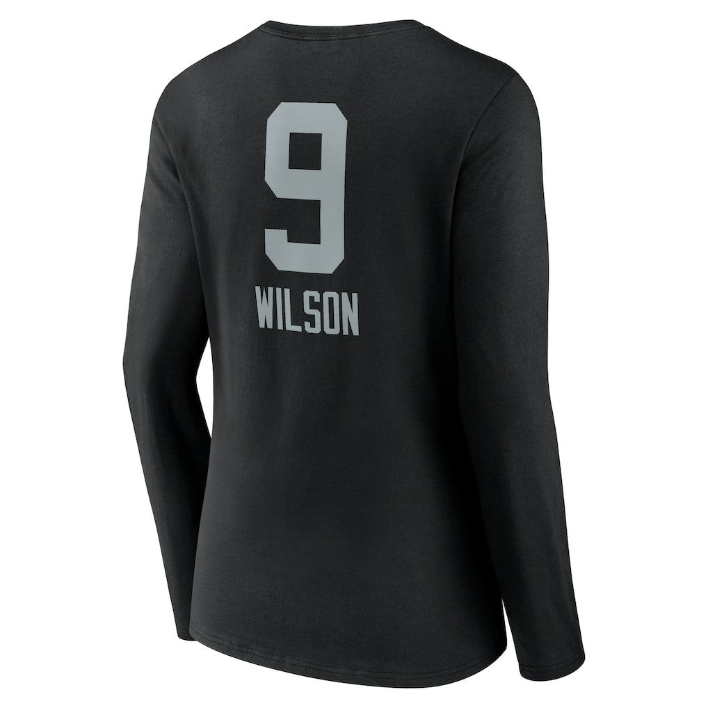 Tyree Wilson Las Vegas Raiders Women's Team Wordmark Player Name & Number Long Sleeve V-Neck T-Shirt Black | NFL