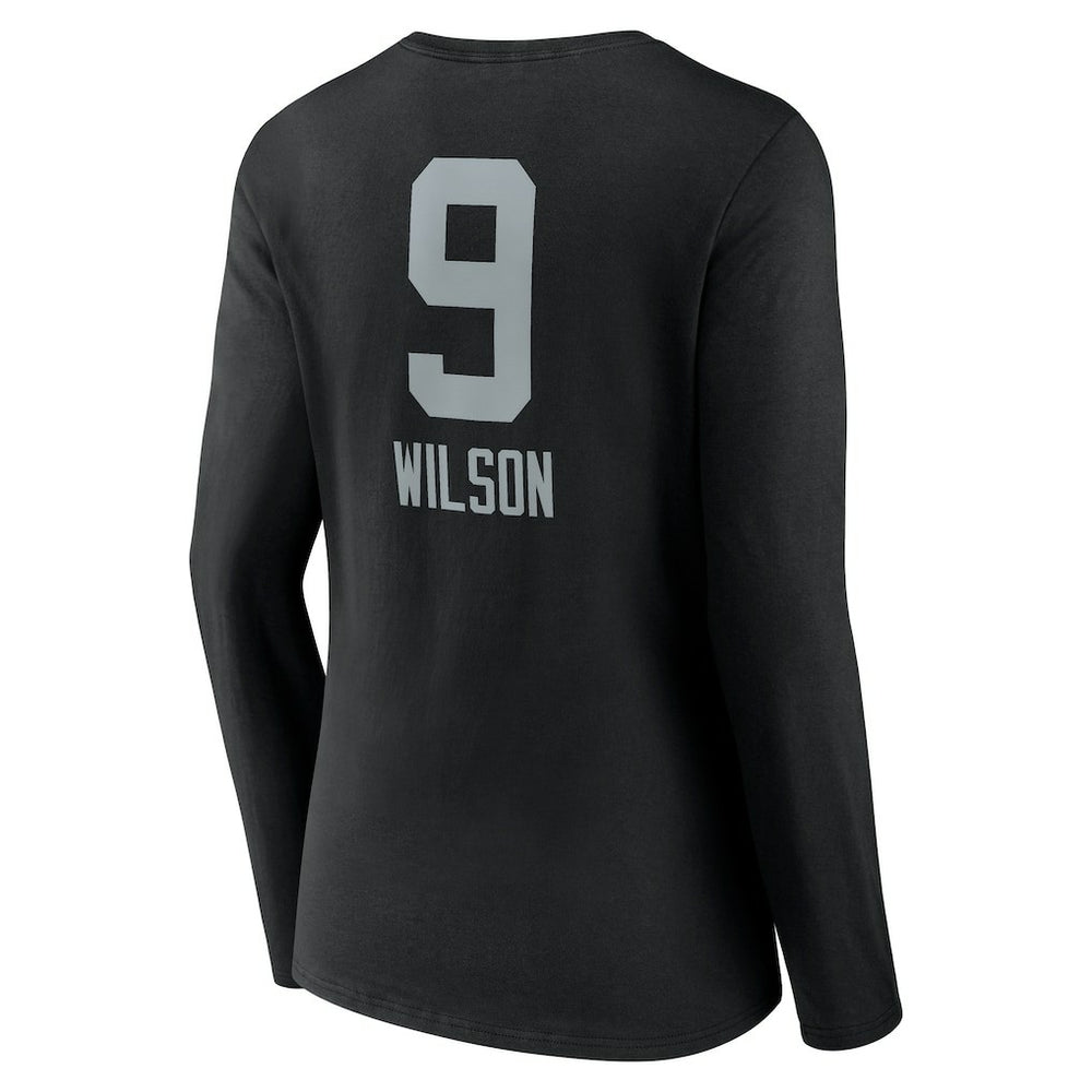 Tyree Wilson Las Vegas Raiders Women's Team Wordmark Player Name & Number Long Sleeve V-Neck T-Shirt Black | NFL