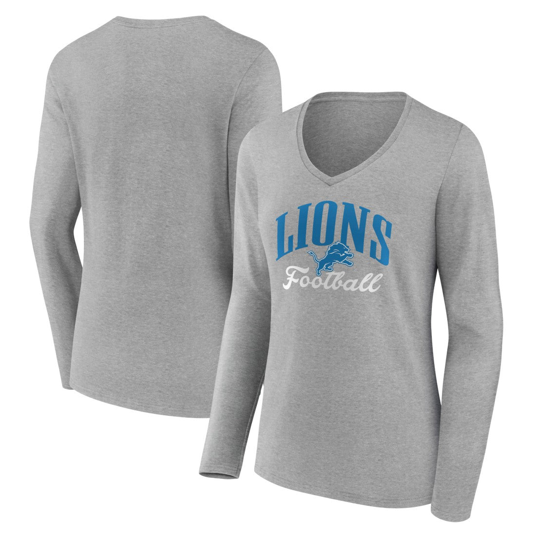 Detroit Lions Women's Victory Script V-Neck Long Sleeve T-Shirt Gray | NFL