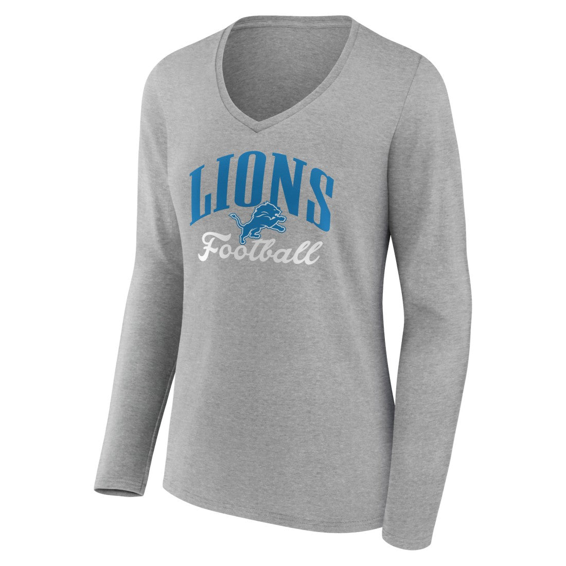 Detroit Lions Women's Victory Script V-Neck Long Sleeve T-Shirt Gray | NFL