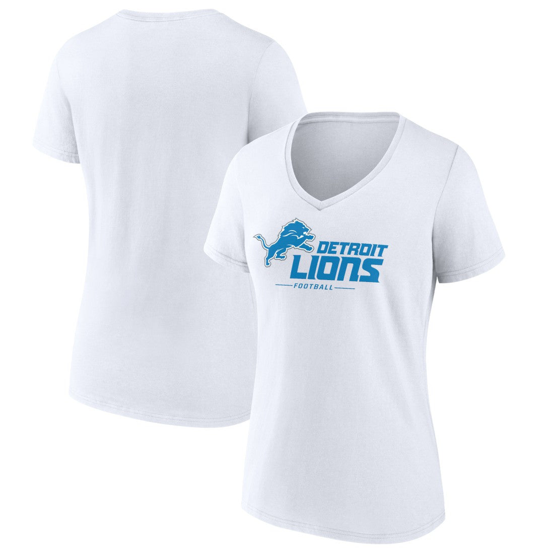 Detroit Lions Women's Lock Up V-Neck T-Shirt White | NFL
