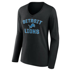 Detroit Lions Women's Victory Arch V-Neck Long Sleeve T-Shirt Black | NFL