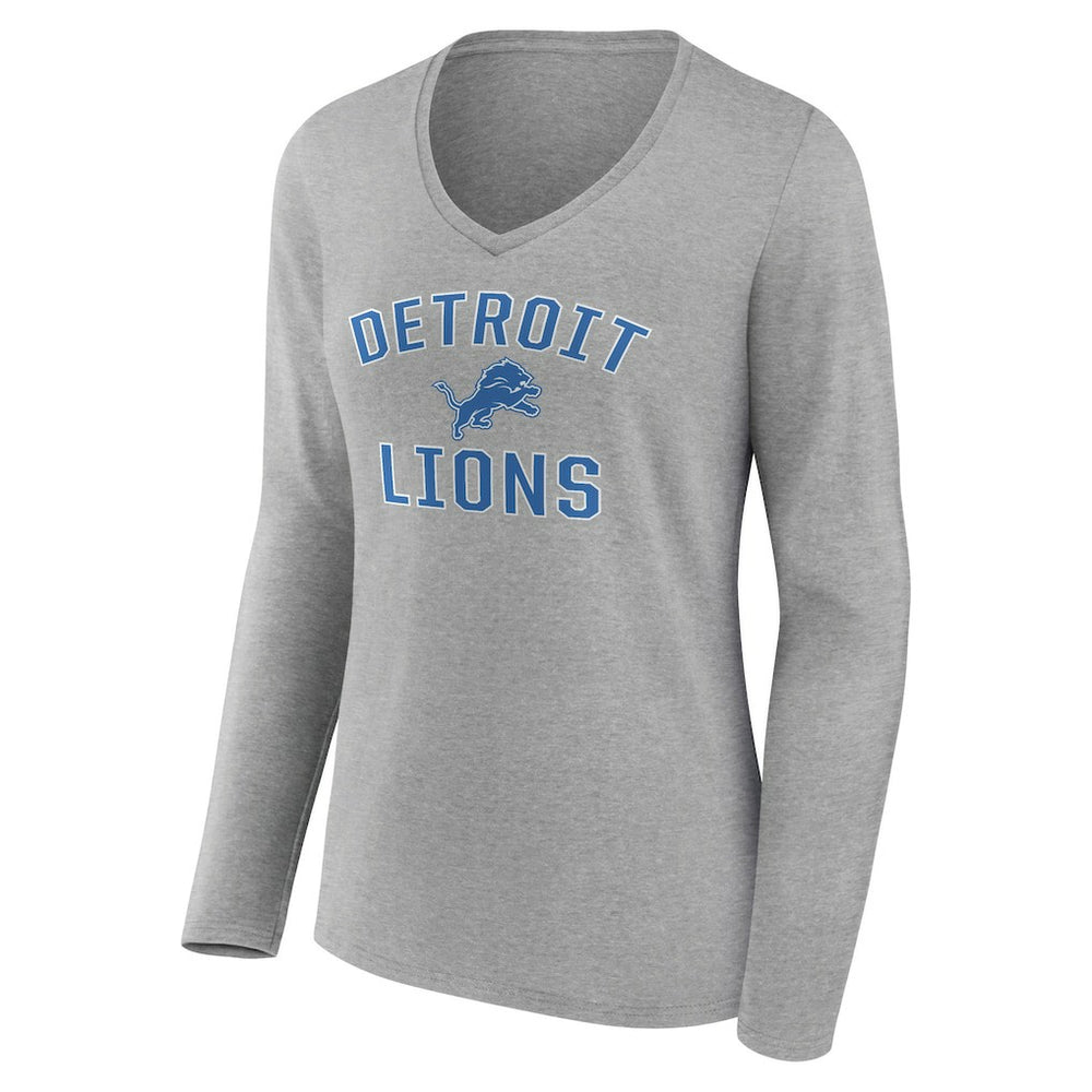 Detroit Lions Women's Victory Arch V-Neck Long Sleeve T-Shirt Gray | NFL