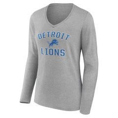 Detroit Lions Women's Victory Arch V-Neck Long Sleeve T-Shirt Gray | NFL
