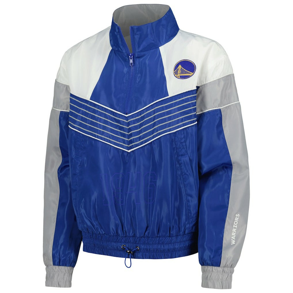 Golden State Warriors The Wild Collective Women's Courtside Half-Zip Track Jacket Royal - NBA