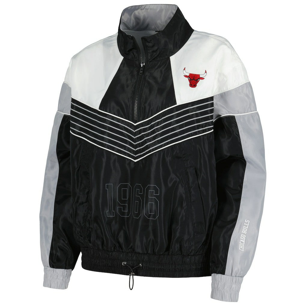 Chicago Bulls The Wild Collective Women's Courtside Half-Zip Track Jacket Black - NBA