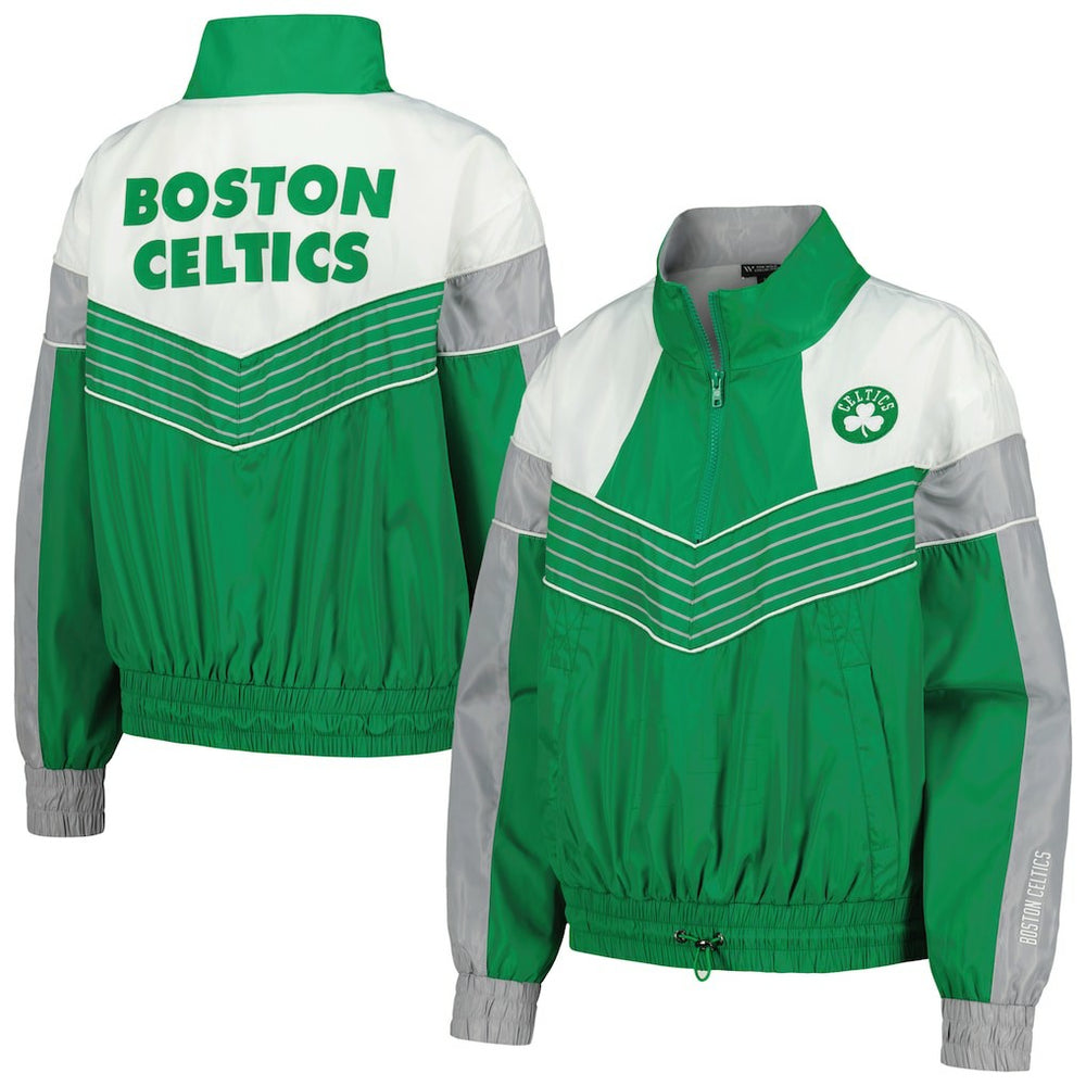 Boston Celtics The Wild Collective Women's Courtside Half-Zip Track Jacket Kelly Green - NBA