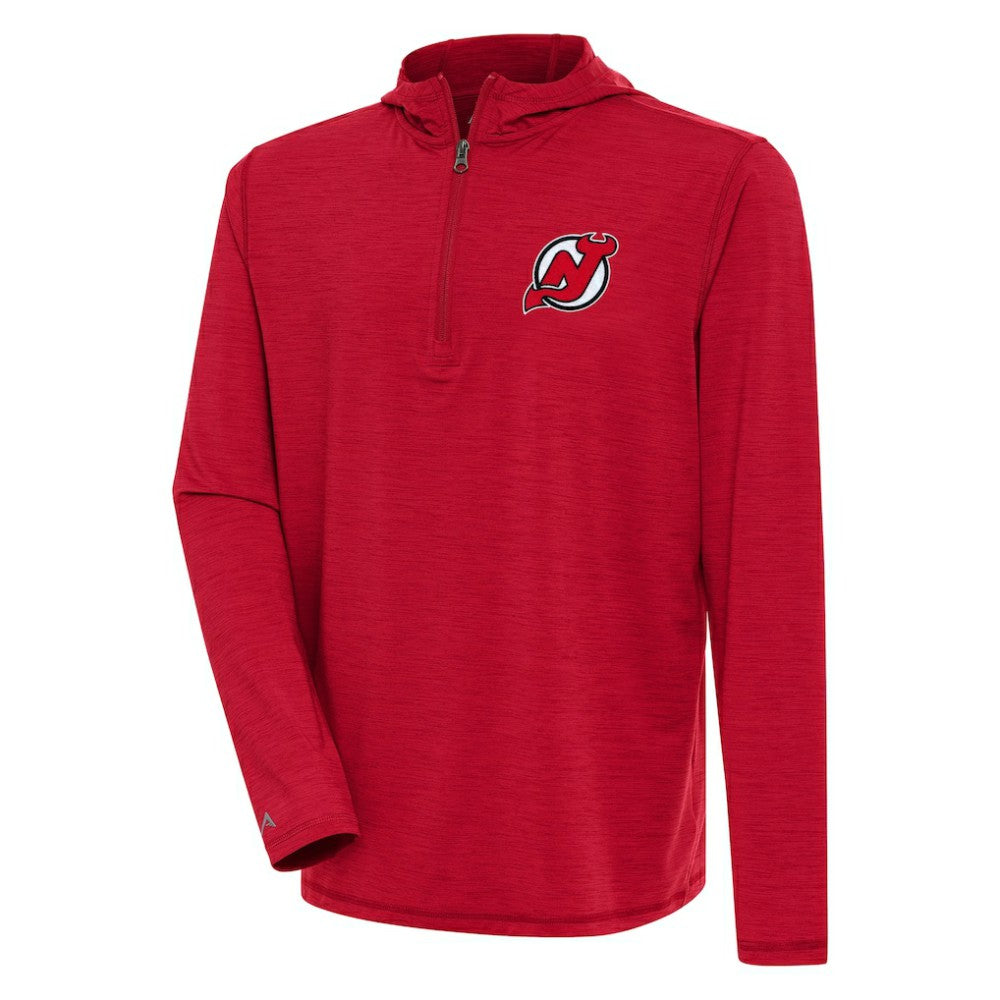 New Jersey Devils Antigua Tidy Quarter-Zip Pullover Hoodie - Heather Red - NHL