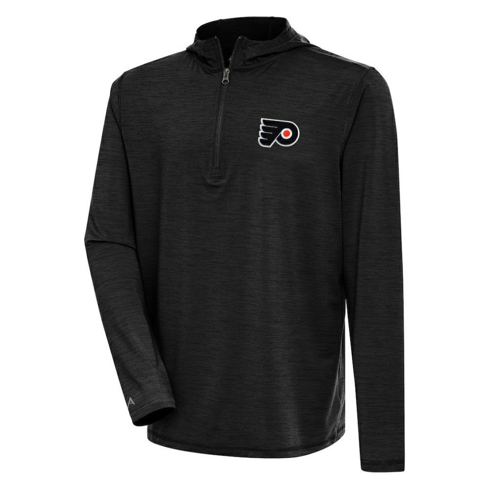 Philadelphia Flyers Antigua Tidy Quarter-Zip Pullover Hoodie - Heather Black - NHL
