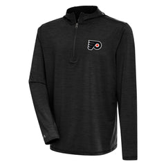Philadelphia Flyers Antigua Tidy Quarter-Zip Pullover Hoodie - Heather Black - NHL
