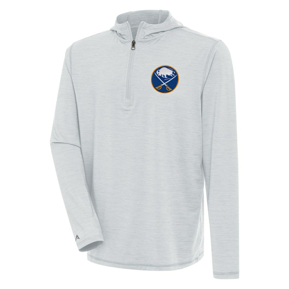 Buffalo Sabres Antigua Tidy Quarter-Zip Pullover Hoodie - Heather Gray - NHL