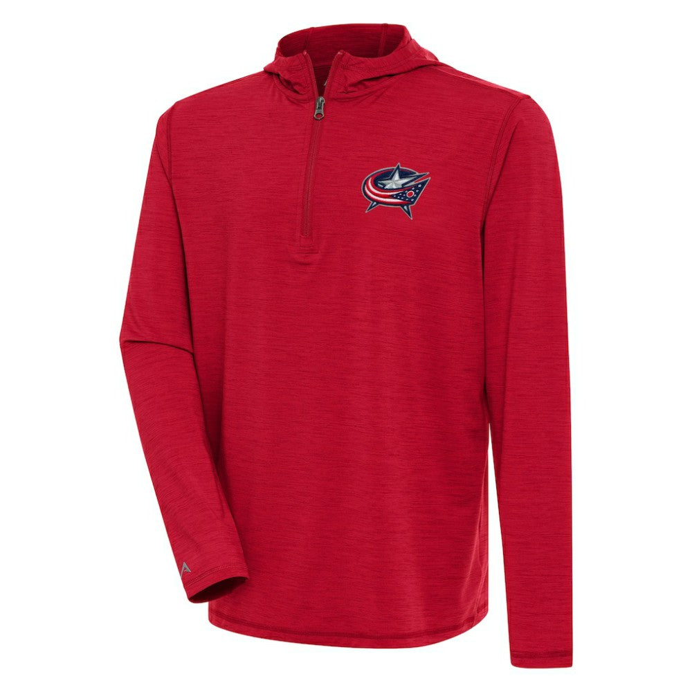 Columbus Blue Jackets Antigua Tidy Quarter-Zip Pullover Hoodie - Heather Red - NHL