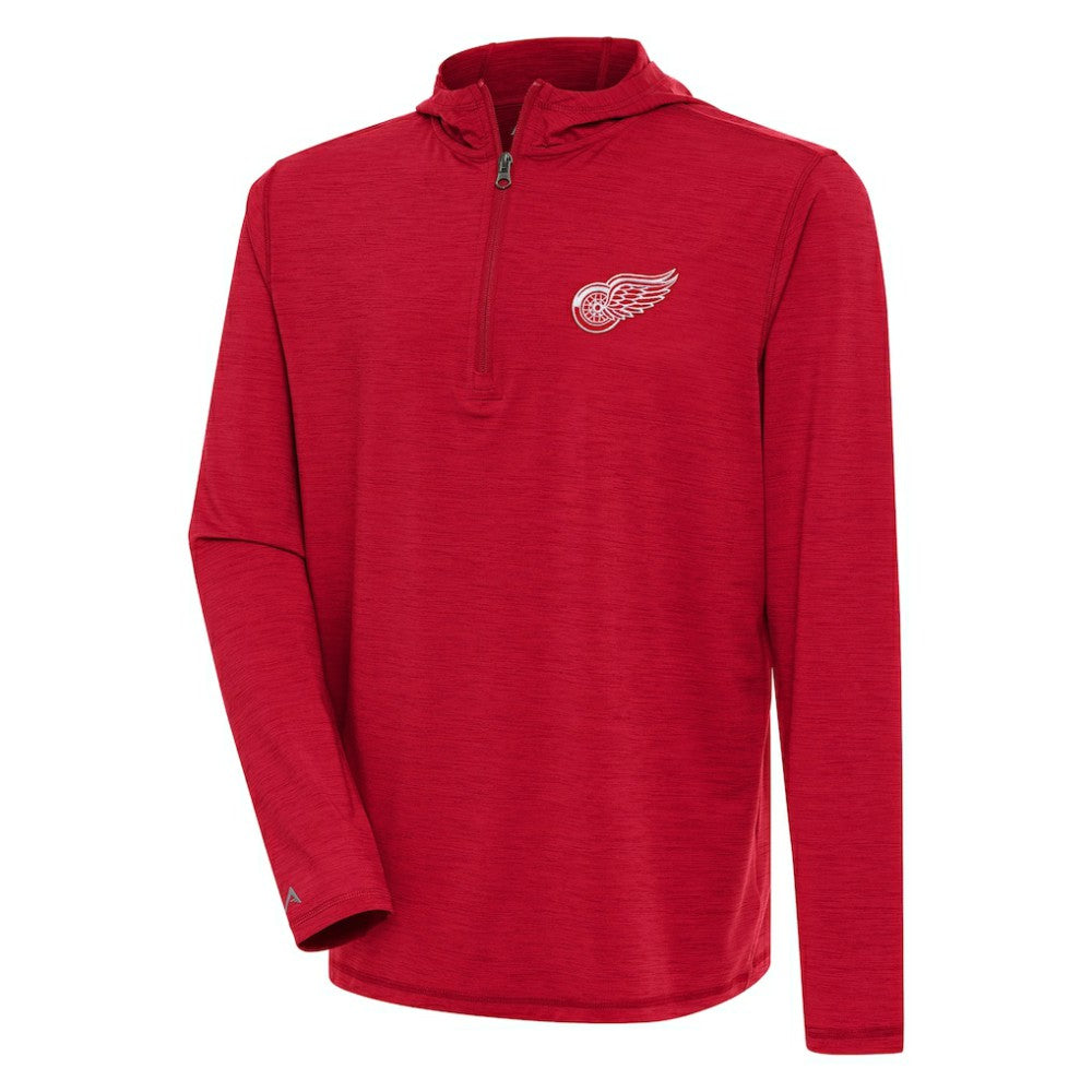 Detroit Red Wings Antigua Tidy Quarter-Zip Pullover Hoodie - Heather Red - NHL